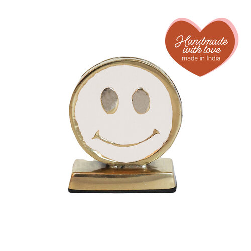 Cardholder Brass Smiley White 