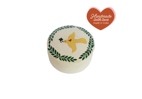 All the Luck in the World Medium Round Yellow Dove White Box