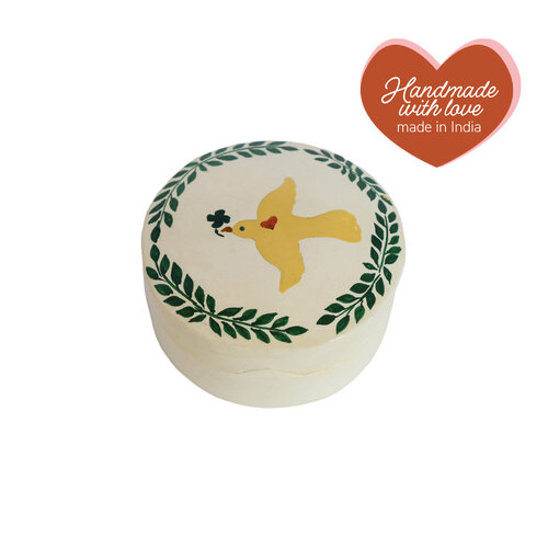 Medium Round Yellow Dove White Box 