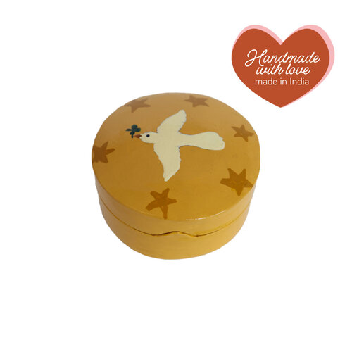 Medium Round White Dove Yellow Box 