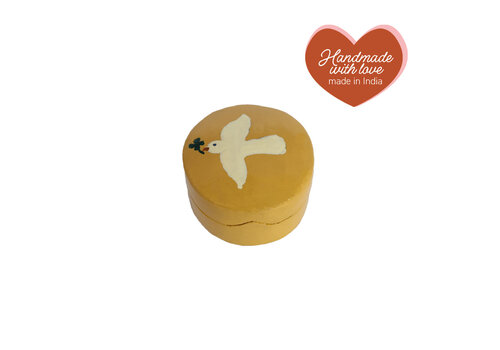 All the Luck in the World Small Round White Dove Yellow Box