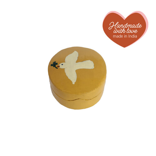 Small Round White Dove Yellow Box 