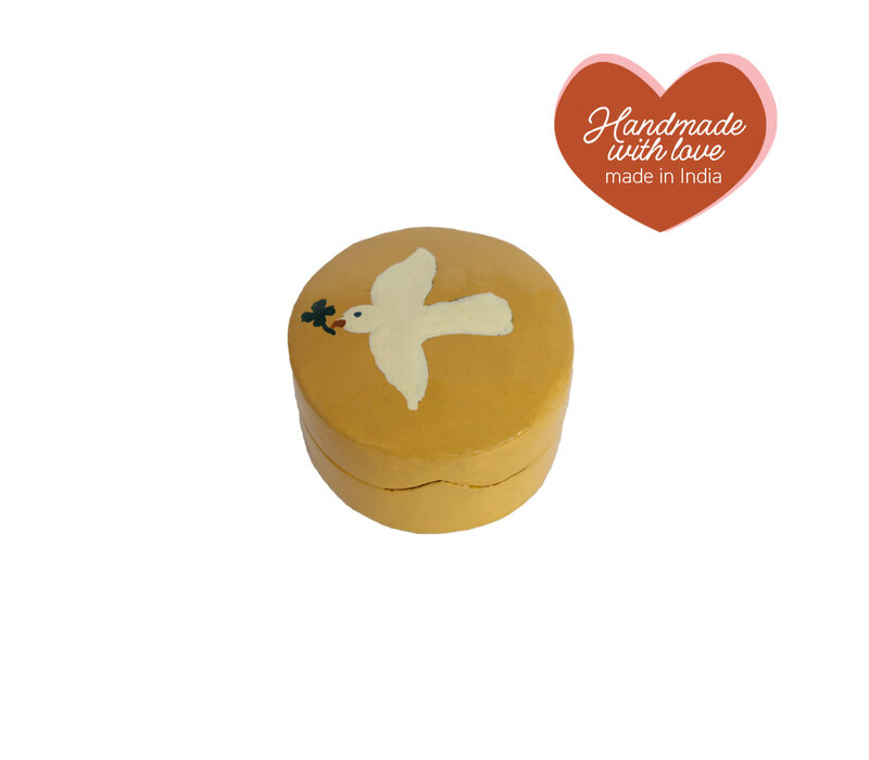 Small Round White Dove Yellow Box
