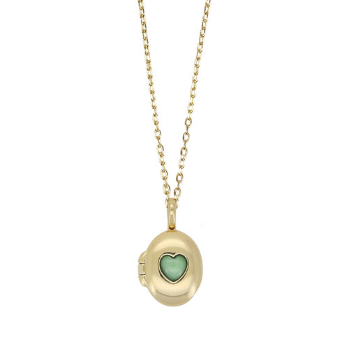 Medaillon Ketting Small - Groen Hart 
