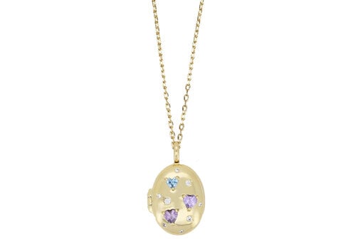 All the Luck in the World Medaillon Necklace Medium - Sparkly Hearts