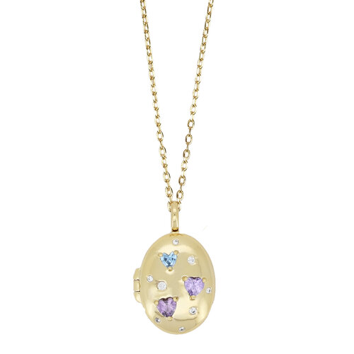 Medaillon Ketting Medium - Sprankelende Hartjes 