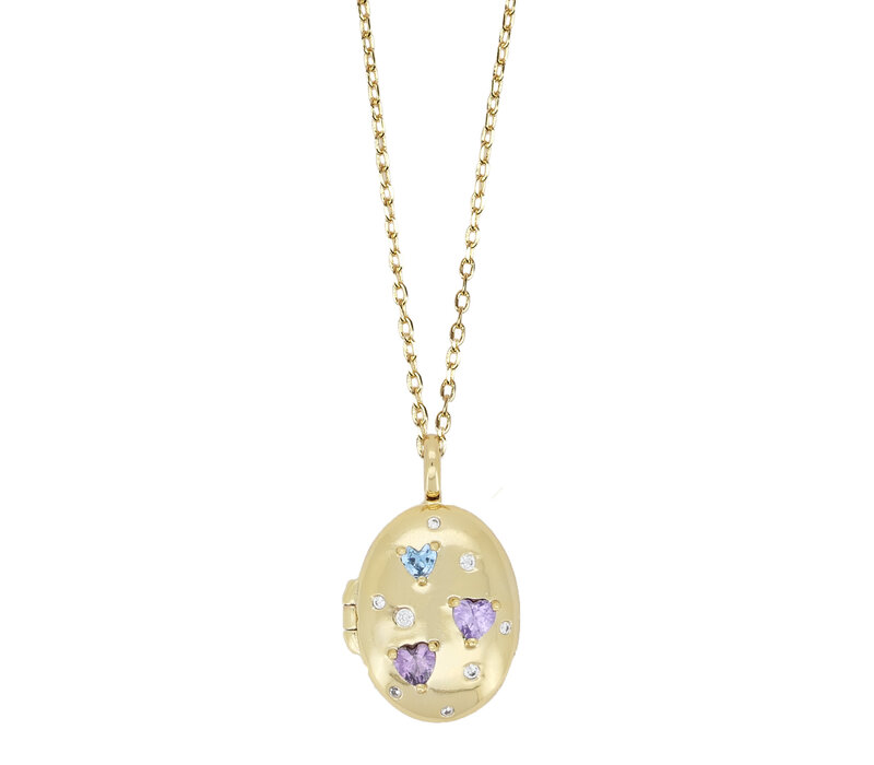 Medaillon Ketting Medium - Sprankelende Hartjes