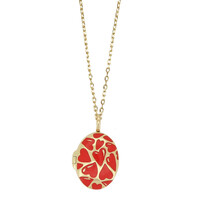 Medaillon Ketting Medium - Rode Hartjes
