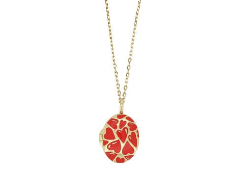 All the Luck in the World Medaillon Ketting Medium - Rode Hartjes