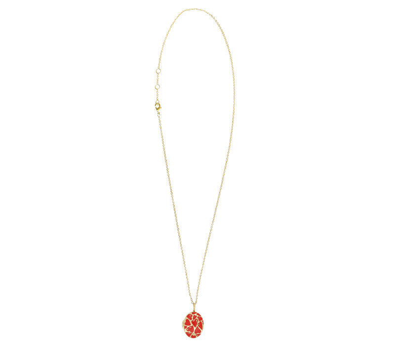 Medaillon Ketting Medium - Rode Hartjes
