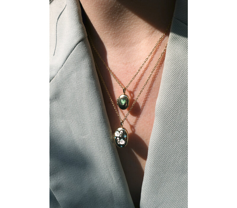 Medaillon Ketting Small - Groen Hart