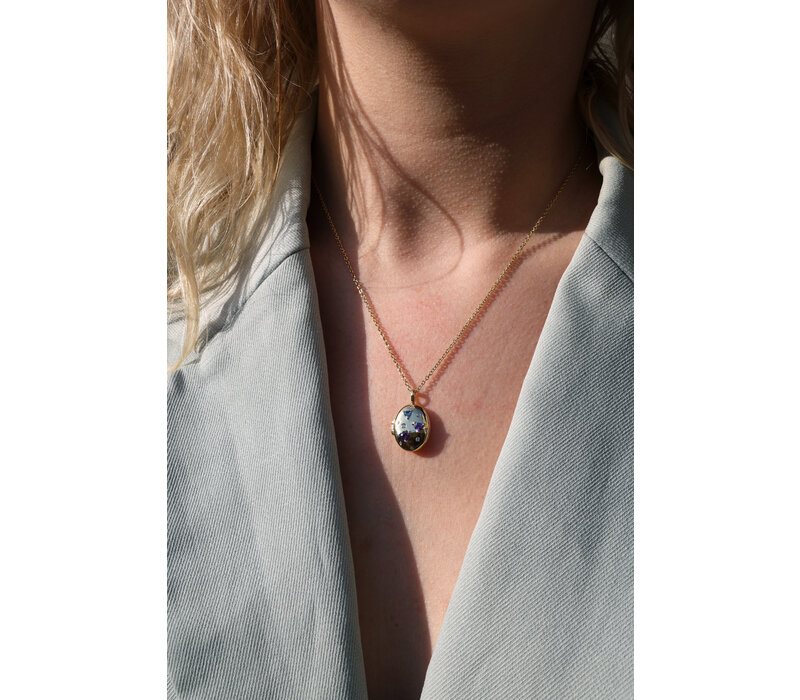 Medaillon Ketting Medium - Sprankelende Hartjes