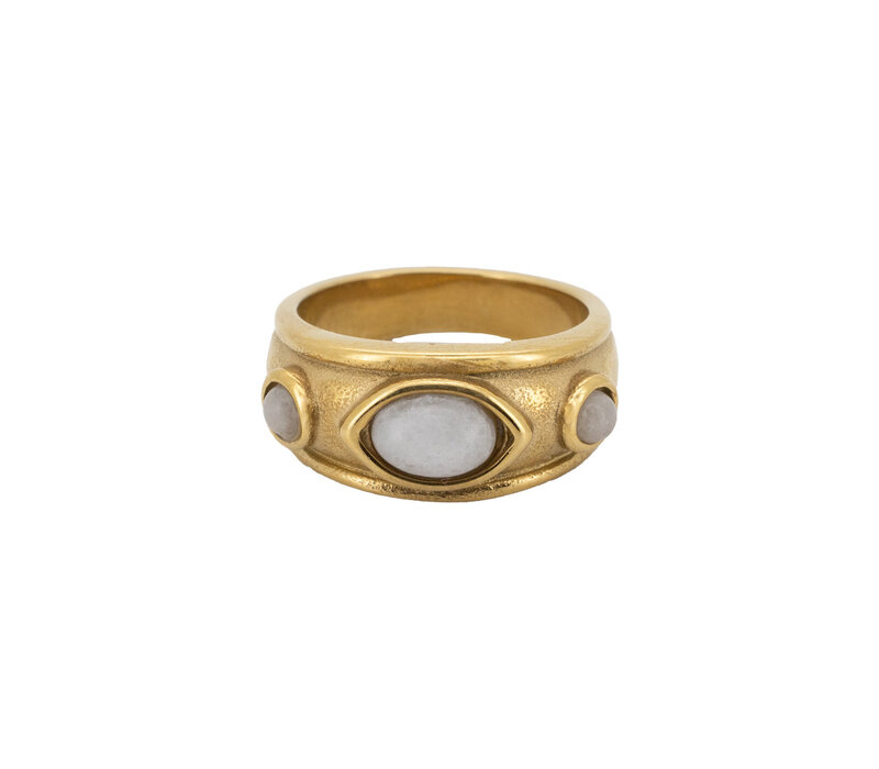 Ring 3 White Stones - Gold
