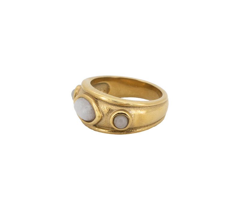 Ring 3 White Stones - Gold