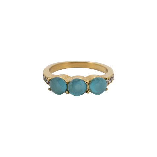 Ring 3 Kleine Stenen - Aqua 