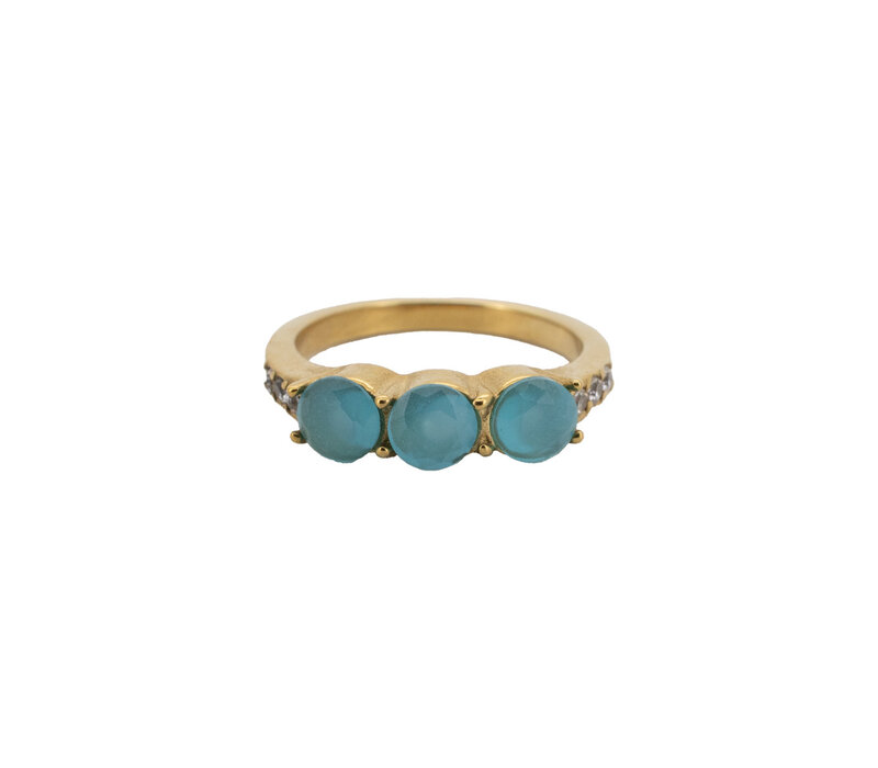 Ring 3 Kleine Stenen - Aqua