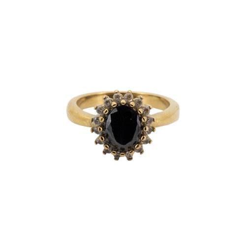 Ring Sun Halo with Zirconia Diamond - Black 