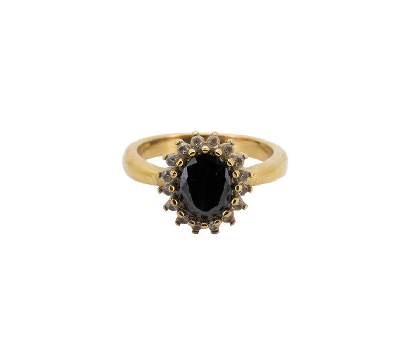 Ring Sun Halo with Zirconia Diamond - Black