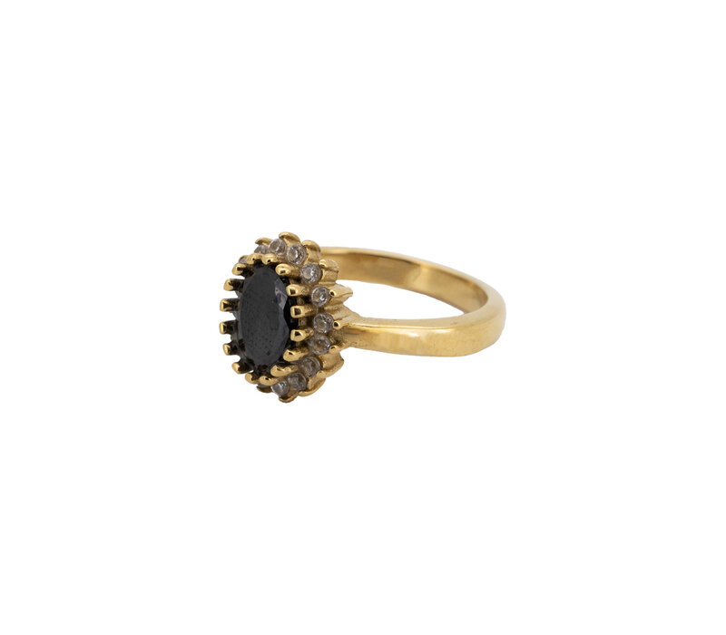 Ring Sun Halo with Zirconia Diamond - Black