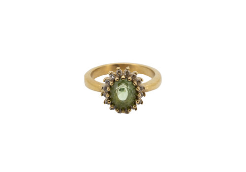 All the Luck in the World Ring Sun Halo with Diamond - Green