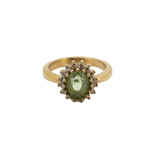 Ring Sun Halo with Zirconia Diamond - Green 