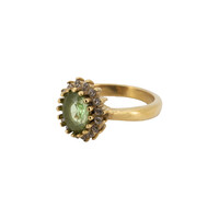 Ring Sun Halo with Diamond - Green