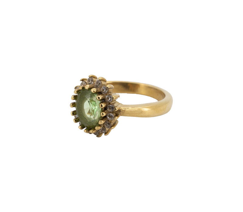 Ring Sun Halo with Diamond - Green
