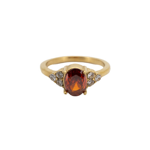 Ring Small Oval Stone - Red 
