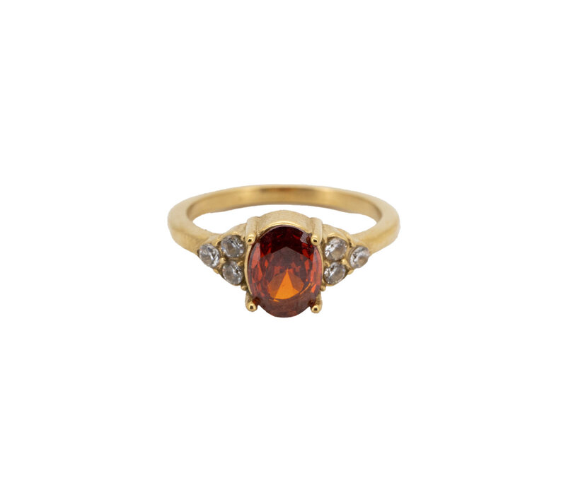 Ring Klein Oval Steen - Rood