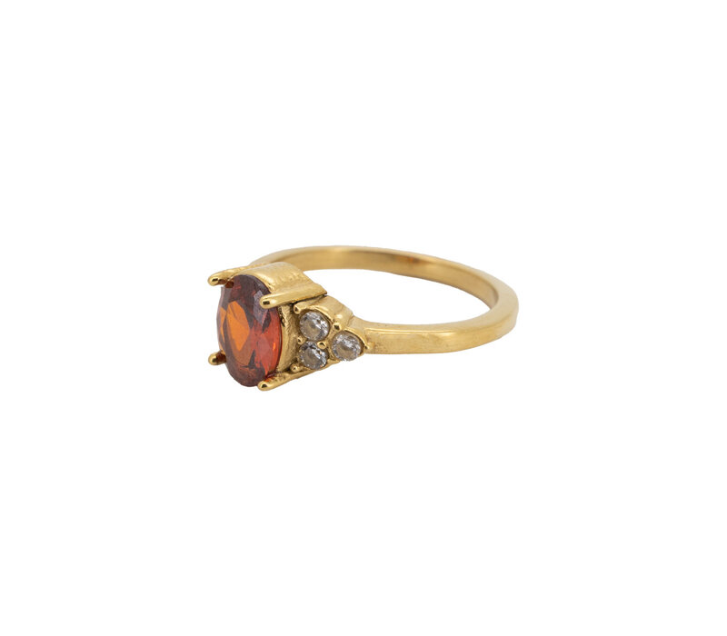 Ring Klein Oval Steen - Rood