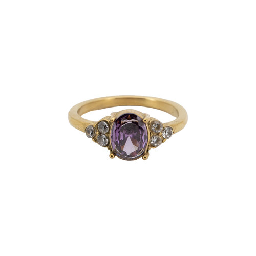 Ring Small Oval Stone - Purple 