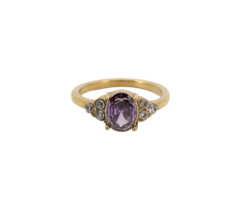 Ring Small Oval Stone - Purple