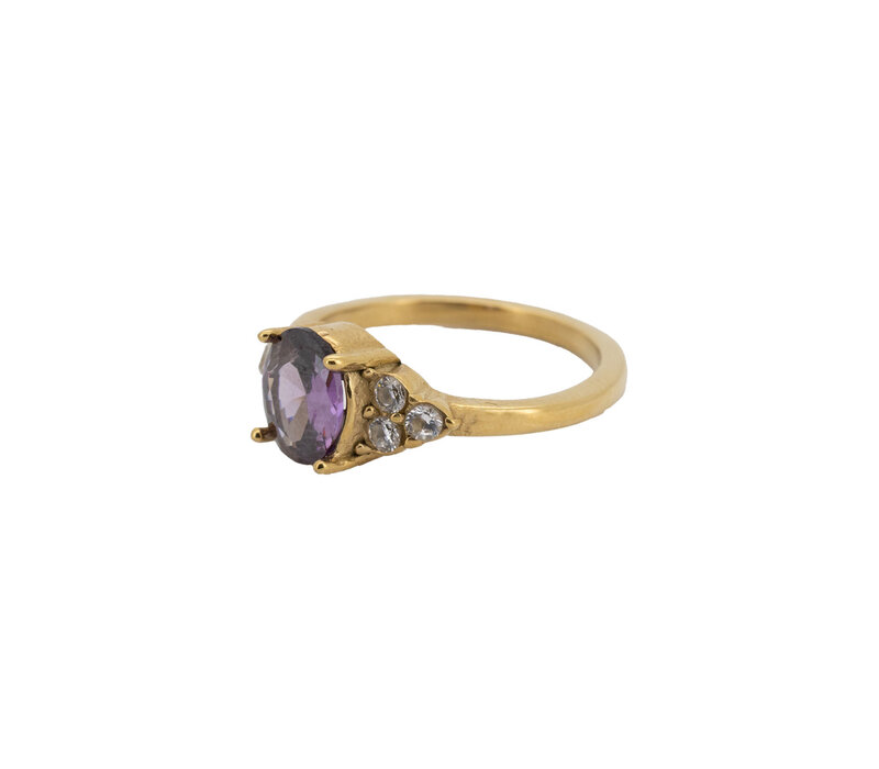 Ring Small Oval Stone - Purple