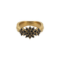 Ring Kleine Stenen Bloem - Zwart