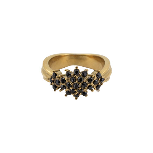 Ring Small Stones Flower - Black 