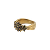 Ring Kleine Stenen Bloem - Zwart