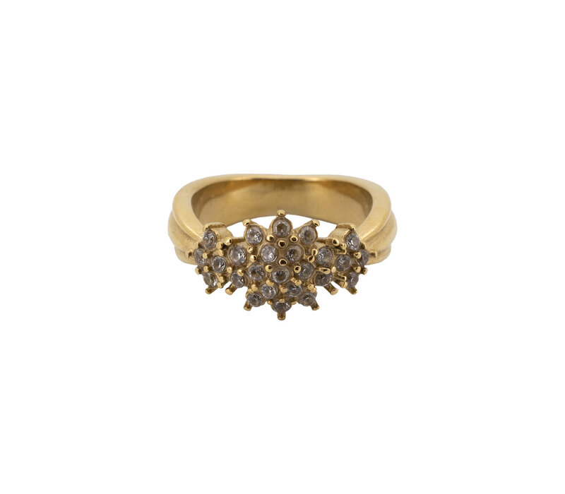 Ring Kleine Stenen Bloem - Clear
