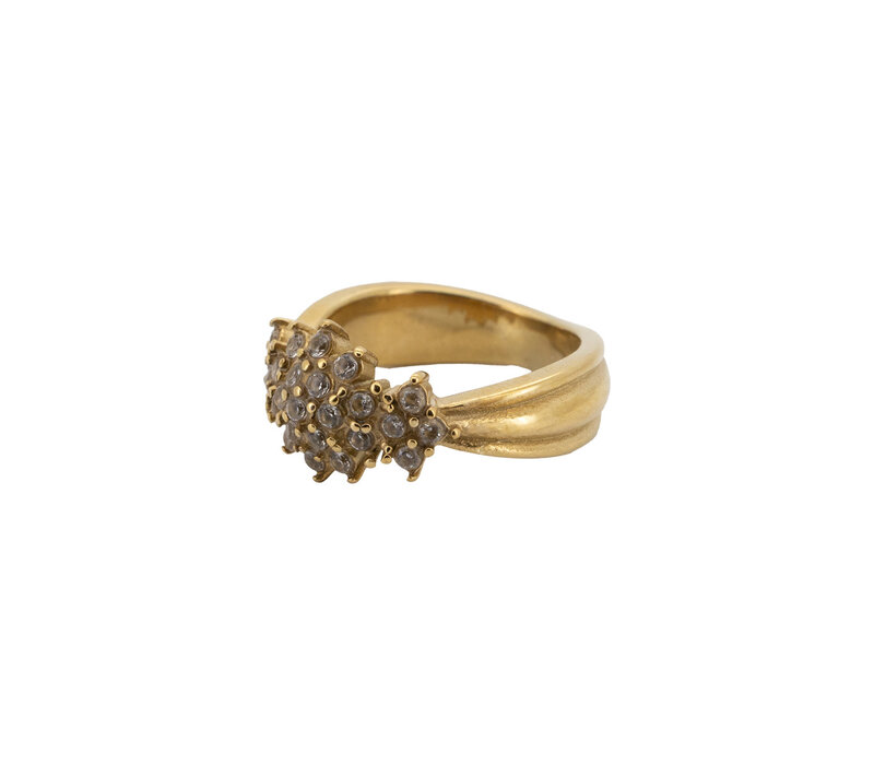 Ring Kleine Stenen Bloem - Clear