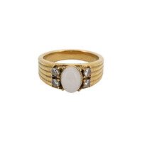 Ring White Stone Halo - Gold
