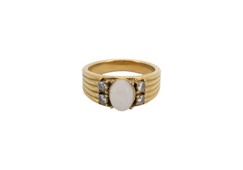 All the Luck in the World Ring Wit Steen Halo - Goud