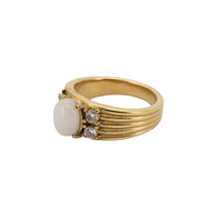 Ring White Stone Halo - Gold