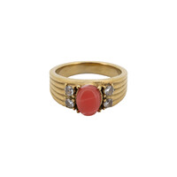 Ring Orange Stone Halo - Gold