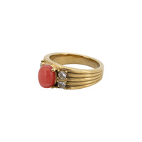 Ring Orange Stone Halo - Gold