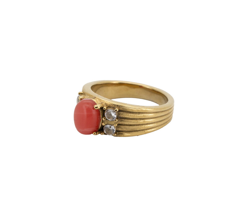 Ring Oranje Steen Halo - Goud