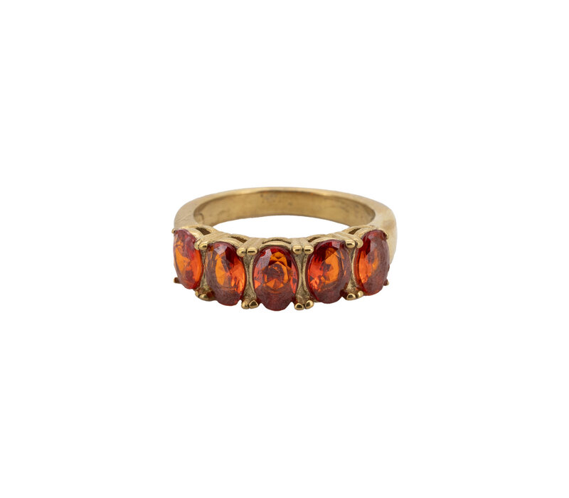 Ring 5 Oval Stones - Red