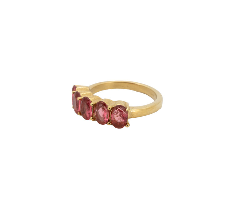 Ring 5 Oval Stones - Pink