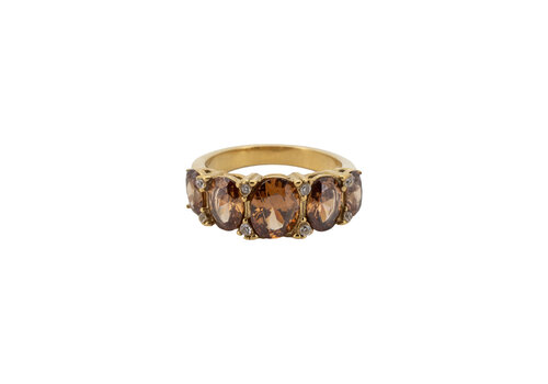 All the Luck in the World Ring Oval Stones with Diamond - Brown