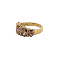 Ring Oval Stones with Zirconia Diamond - Brown