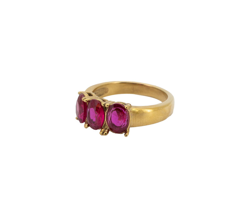 Ring Ovaal Steen - Fuchsia