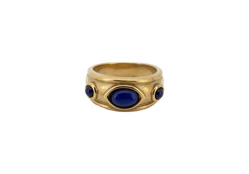 All the Luck in the World Ring 3 Blue Stones - Gold